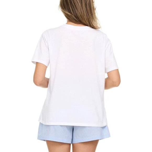 Keith Haring Womens Tee & Boxer Set White Tee Blue Striped Short Soft - Picture 3 of 6